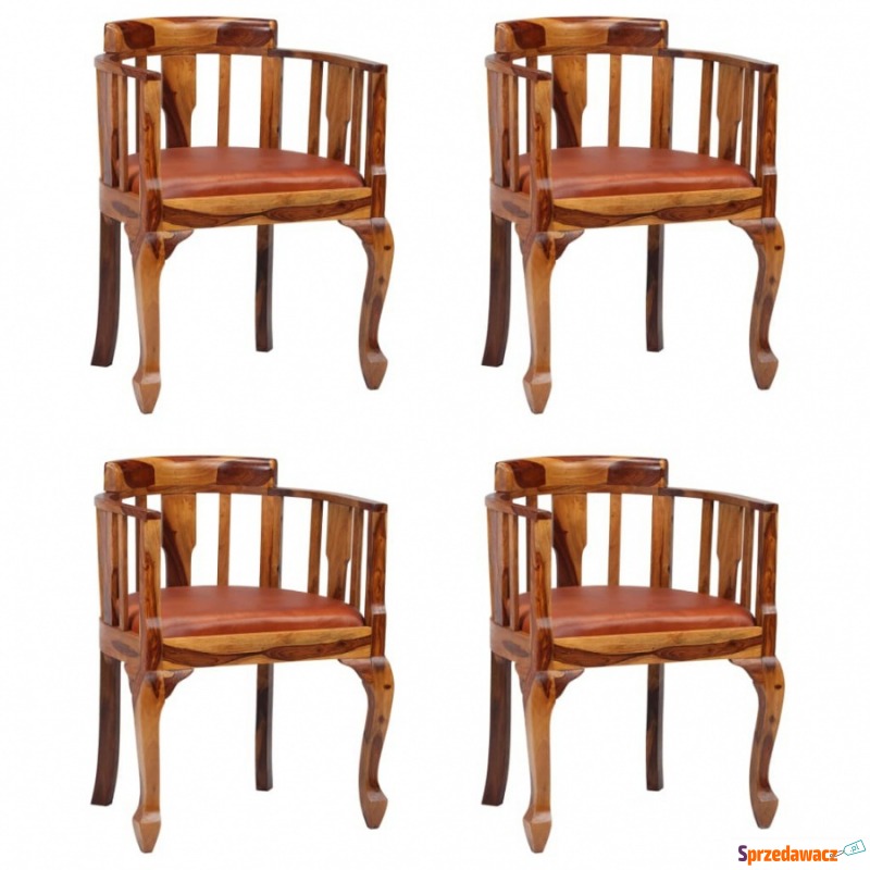 Krzesła do kuchni 4szt. prawdziwa skóra i drewno... - Krzesła kuchenne - Elbląg