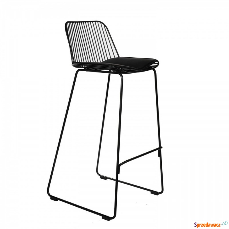 Krzesło barowe Dill High czarne z czarną poduszką - Taborety, stołki, hokery - Kętrzyn