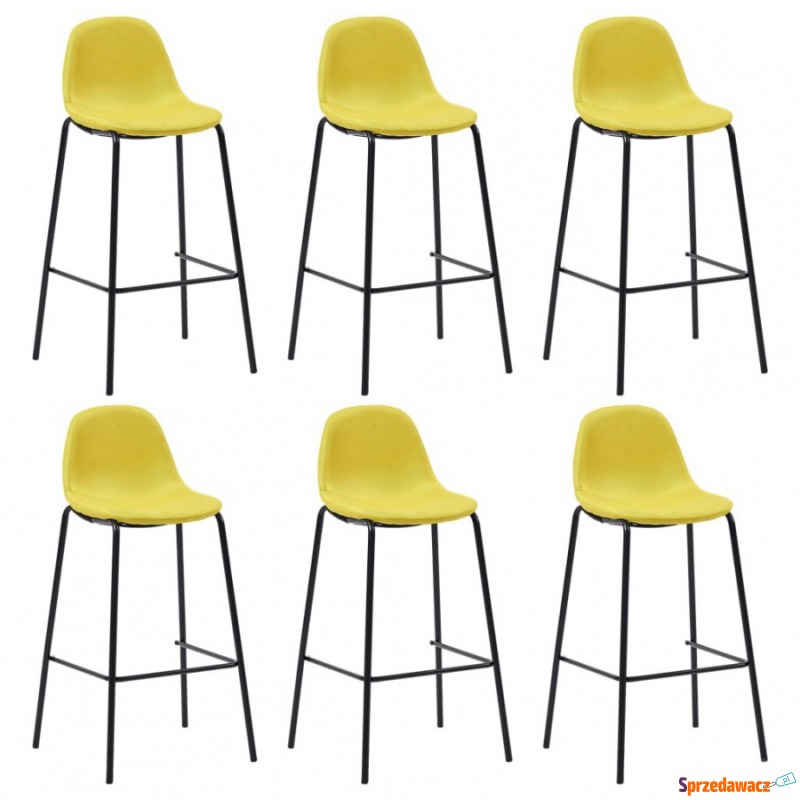 Krzesła barowe 6 szt. żółte tapicerowane tkaniną - Taborety, stołki, hokery - Chełmno