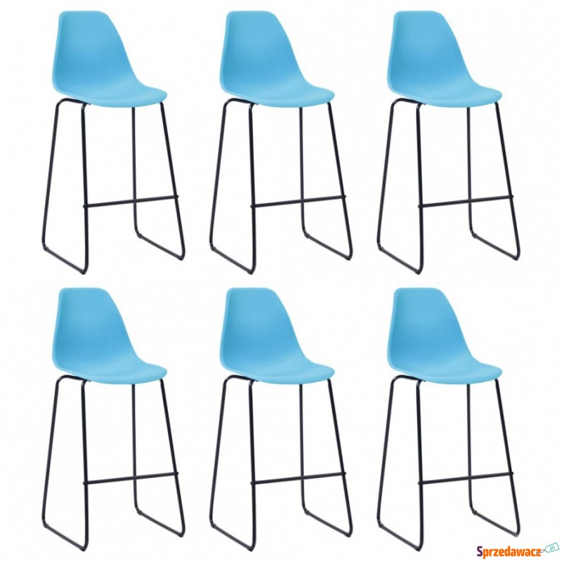Krzesła barowe 6 szt niebieskie plastik - Taborety, stołki, hokery - Pabianice
