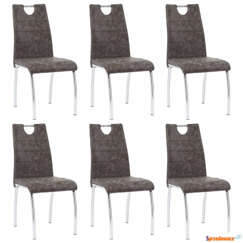 Krzesła do jadalni 6 szt. brązowe sztuczna skóra - Krzesła do salonu i jadalni - Chełmno