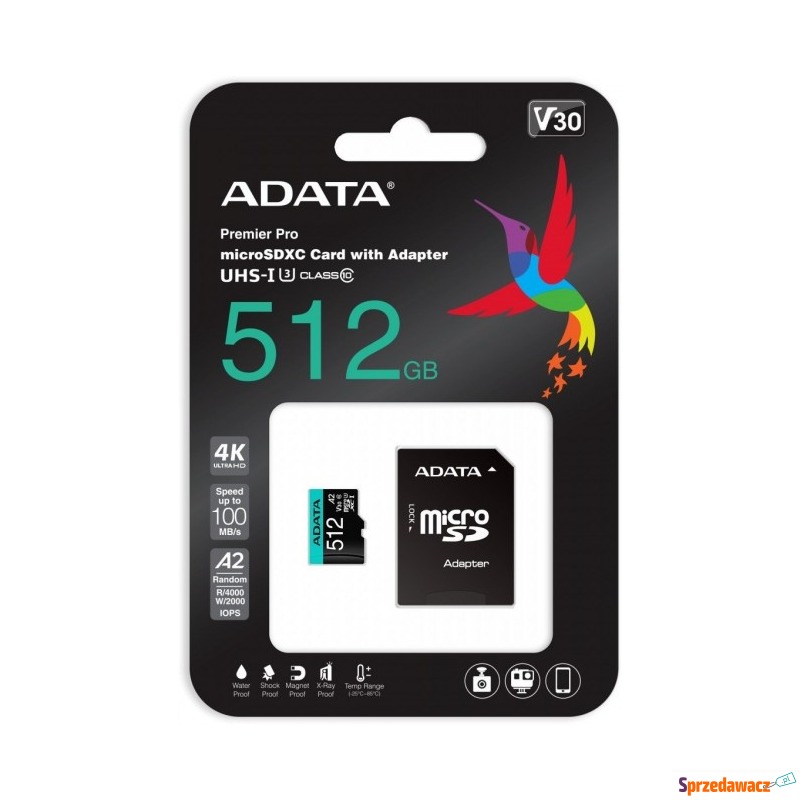 ADATA Premier Pro microSDXC 512GB 100R/80W UHS-I... - Karty pamięci, czytniki,... - Krosno