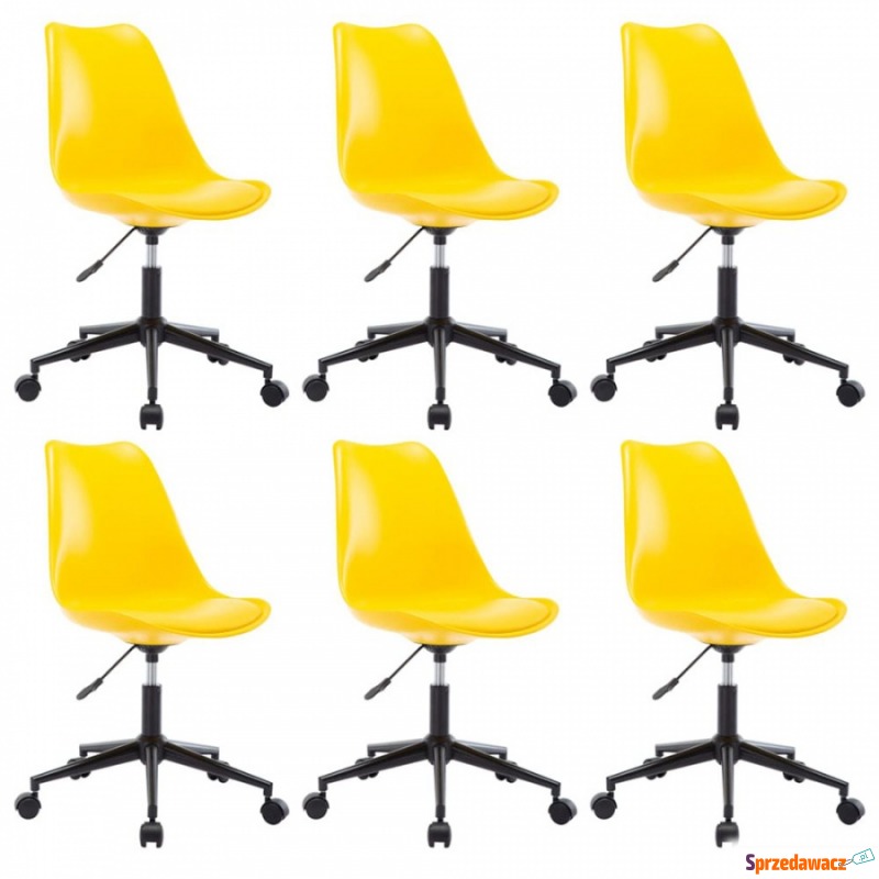Krzesła biurowe obrotowe 6 szt. żółte sztuczna... - Krzesła biurowe - Katowice