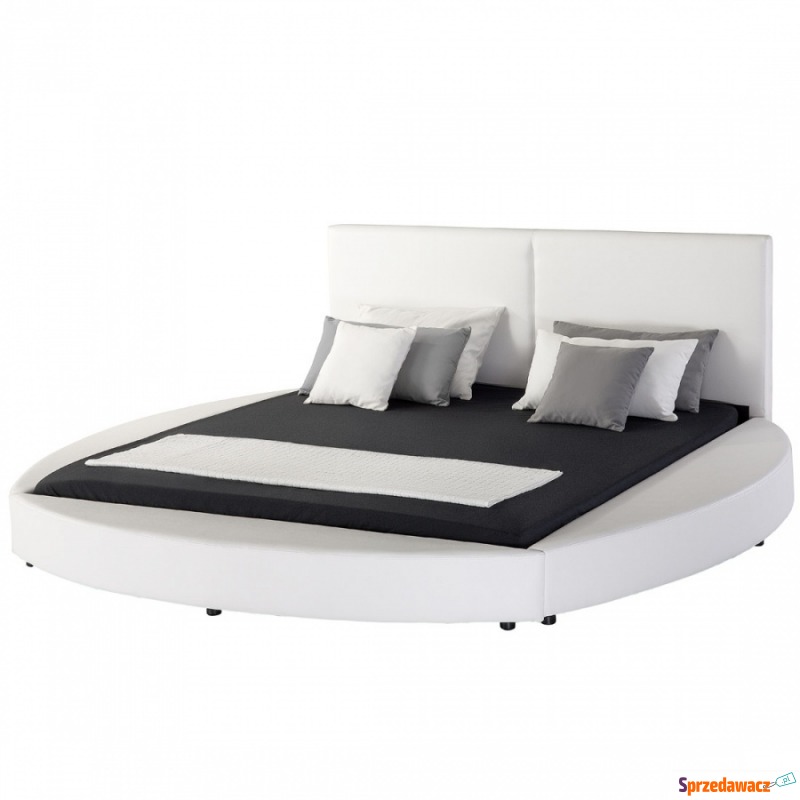 Nowoczesne łóżko skórzane białe - 180x200cm -... - Łóżka - Gościęcin