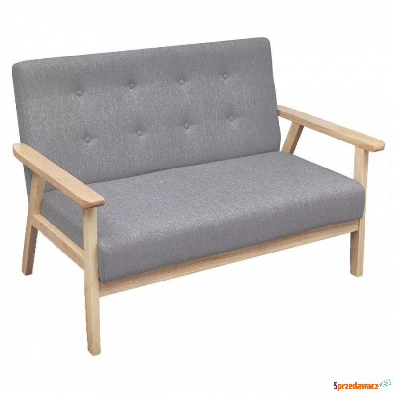 Sofa 2-osobowa, tapicerowana tkaniną, jasnoszara - Sofy, fotele, komplety... - Chełm