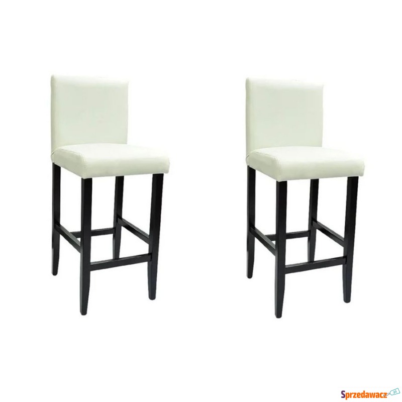 Krzesła barowe 2 szt. białe sztuczna skóra - Taborety, stołki, hokery - Leszno