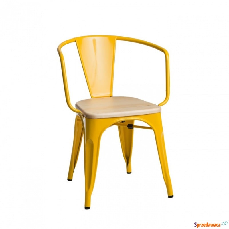 Krzesło Paris Arms Wood D2 sosna naturalna/żółte - Krzesła do salonu i jadalni - Jastrzębie-Zdrój