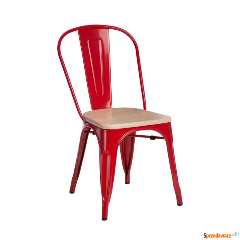 Krzesło Paris Wood D2 czerwone/sosna naturalna - Krzesła do salonu i jadalni - Koszalin
