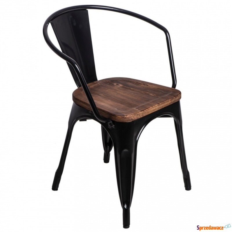 Krzesło Paris Arms Wood D2 czarne/sosna - Krzesła do salonu i jadalni - Jelenia Góra