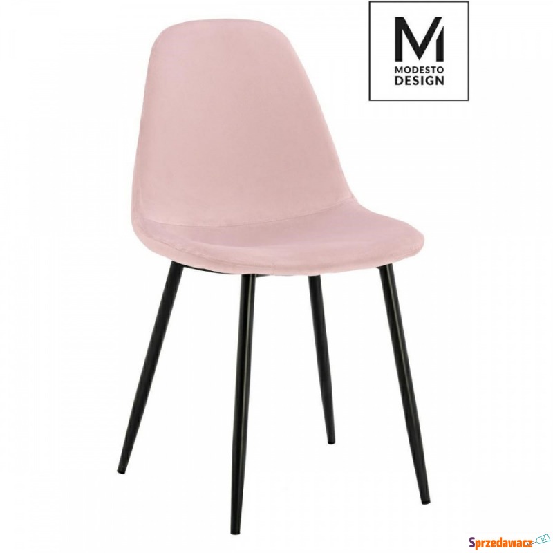 MODESTO krzesło LUCY pudrowy róż - welur, metal - Krzesła do salonu i jadalni - Reguły