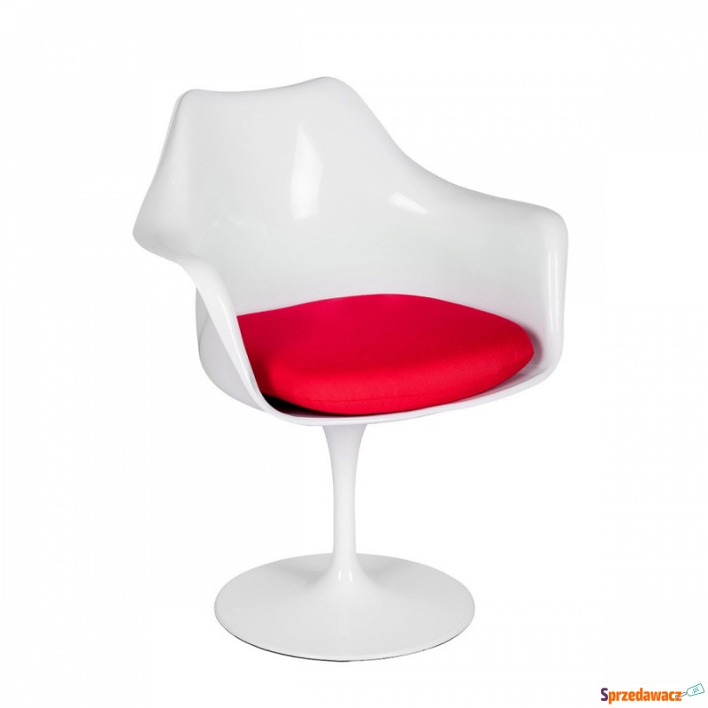 Fotel obrotowy King Home Tulip czerwono-biały - Sofy, fotele, komplety... - Siemysłów