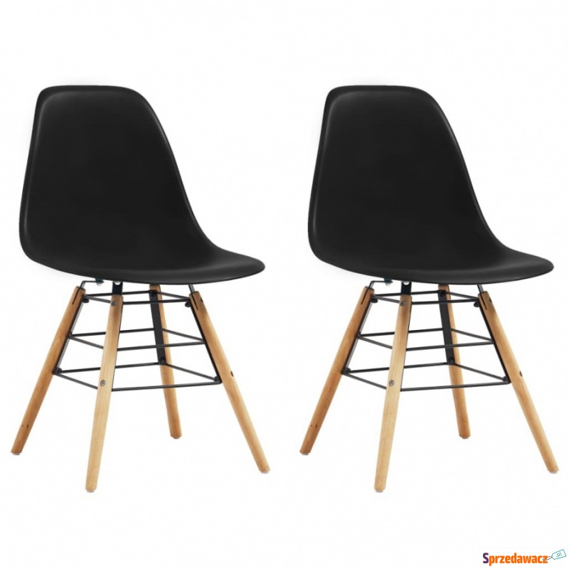 Krzesła do kuchni 2 szt. czarne plastik - Krzesła kuchenne - Bielsko-Biała