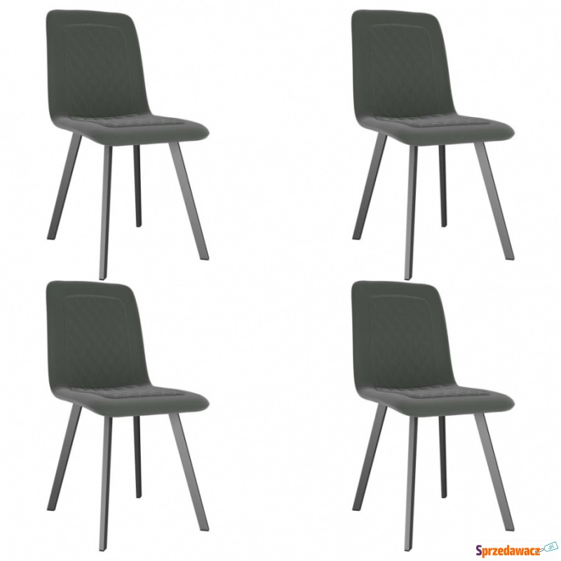 Krzesła do kuchni 4 szt. szare aksamitne - Krzesła kuchenne - Wieluń
