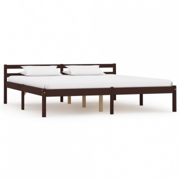 Rama łóżka, ciemnobrązowa, lite drewno sosnowe, 160 x 200 cm