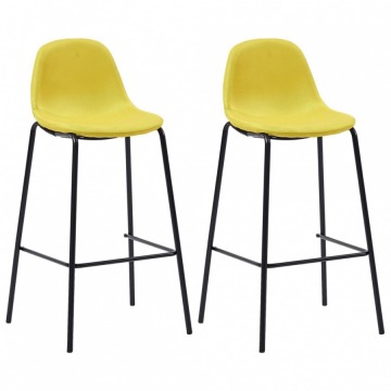 Krzesła barowe 2 szt. żółte tapicerowane tkaniną