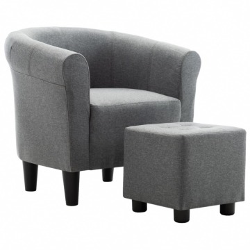 2-częściowy zestaw: fotel z podnóżkiem jasnoszary tkanina