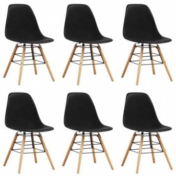 Krzesła do kuchni 6 szt. czarne plastik