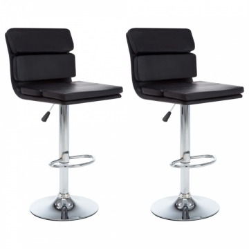 Obrotowe krzesła barowe, 2 szt., ekoskóra, czarne, 44x50x114cm