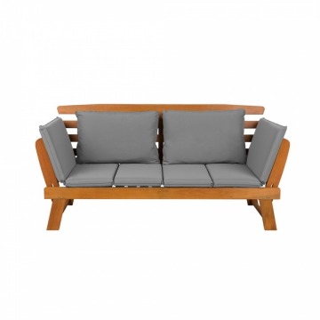 Sofa ogrodowa 165/210 cm drewniana jasna z regulowanymi podłokietnikami PORTICI