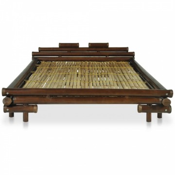 Łóżko bambusowe, 140 x 200 cm, ciemny brąz