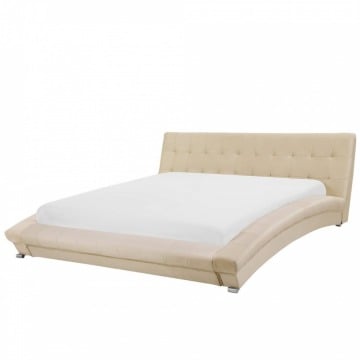 Łóżko welurowe 180 x 200 cm beżowe LILLE