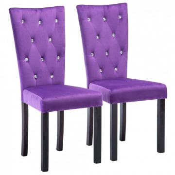 Krzesła do jadalni 2 szt. aksamitne fioletowe