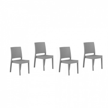 Zestaw 4 krzeseł ogrodowych jasnoszarych FOSSANO