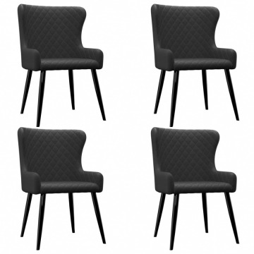 Krzesła do salonu 4 szt. czarne tapicerowane tkaniną
