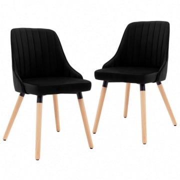 Krzesła stołowe, 2 szt., czarne, aksamitne