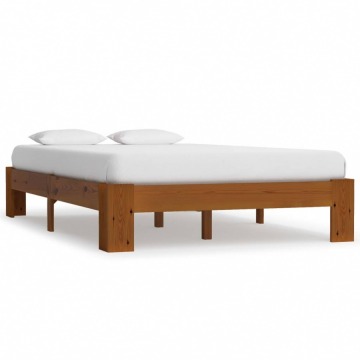 Rama łóżka, jasnobrązowa, lite drewno sosnowe, 140 x 200 cm