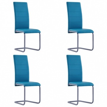 Krzesła stołowe, wspornikowe 4 szt., niebieskie, sztuczna skóra