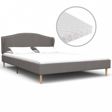 Łóżko z materacem, jasnoszare, tkanina, 120 x 200 cm