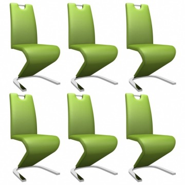Krzesła do kuchni o zygzakowatej formie 6 szt. zielone sztuczna skóra