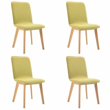 Krzesła stołowe, 4 szt., zielone, tkanina i lity dąb