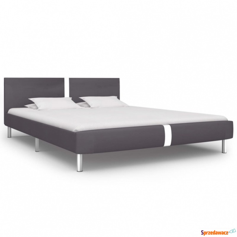 Rama łóżka, szara, sztuczna skóra, 160 x 200 cm - Łóżka - Biała Podlaska