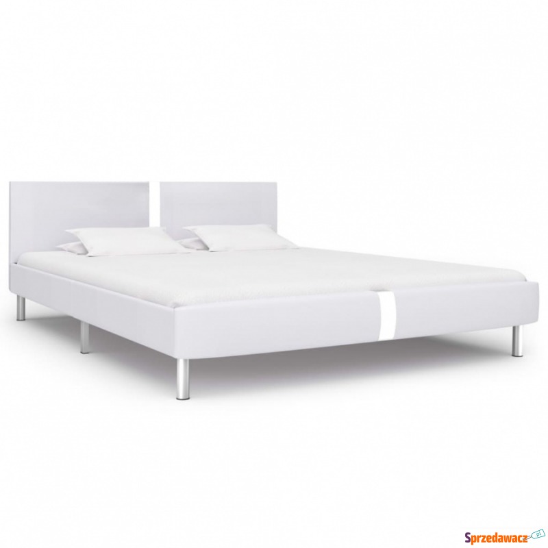 Rama łóżka, biała, sztuczna skóra, 180 x 200 cm - Łóżka - Bielsk Podlaski