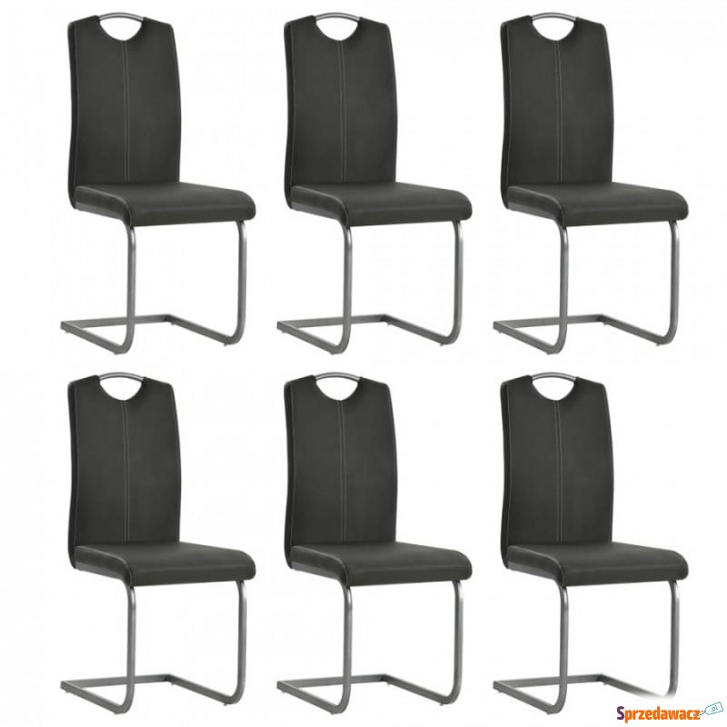 Krzesła do jadalni 6 szt. sztuczna skóra szare - Krzesła do salonu i jadalni - Ełk