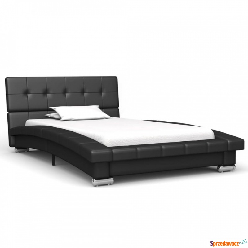 Rama łóżka, czarna, sztuczna skóra, 200 x 90 cm - Łóżka - Zielona Góra