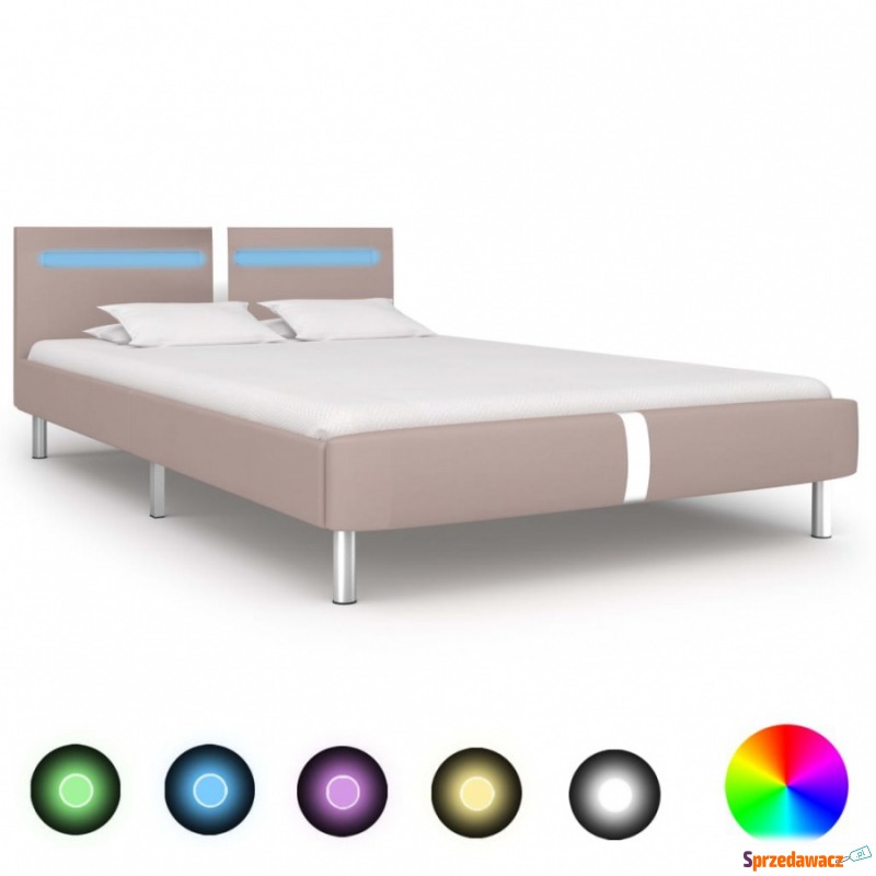 Rama łóżka LED, kolor cappuccino, sztuczna sk... - Stelaże do łóżek - Runowo