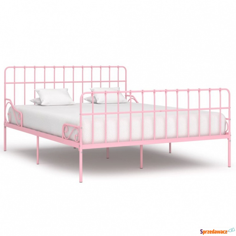 Rama łóżka ze stelażem z listw, różowa, metal... - Łóżka - Nysa