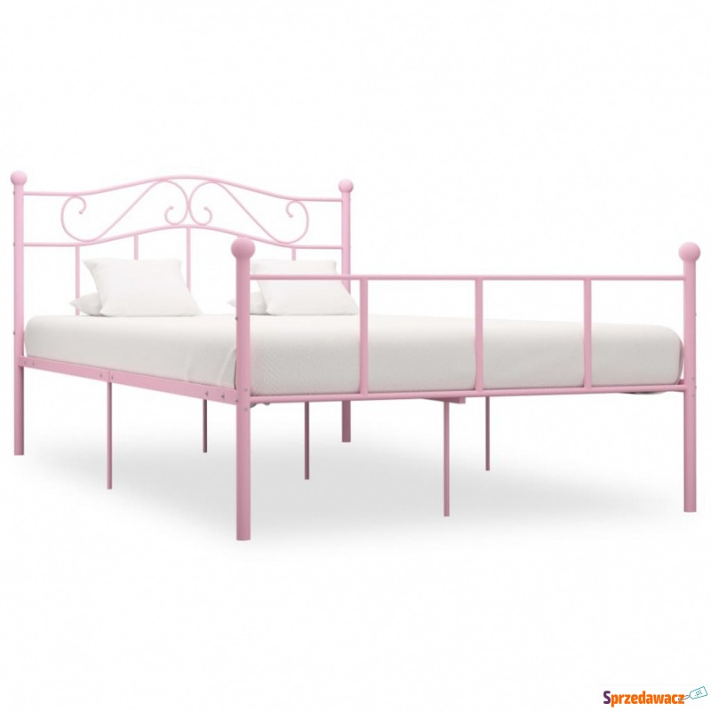 Rama łóżka, różowa, metalowa, 120 x 200 cm - Stelaże do łóżek - Domaszowice