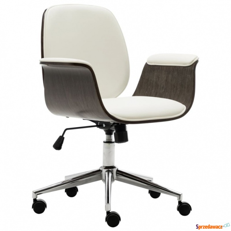 Krzesło biurowe, białe, gięte drewno i sztuczna... - Krzesła biurowe - Tarnobrzeg