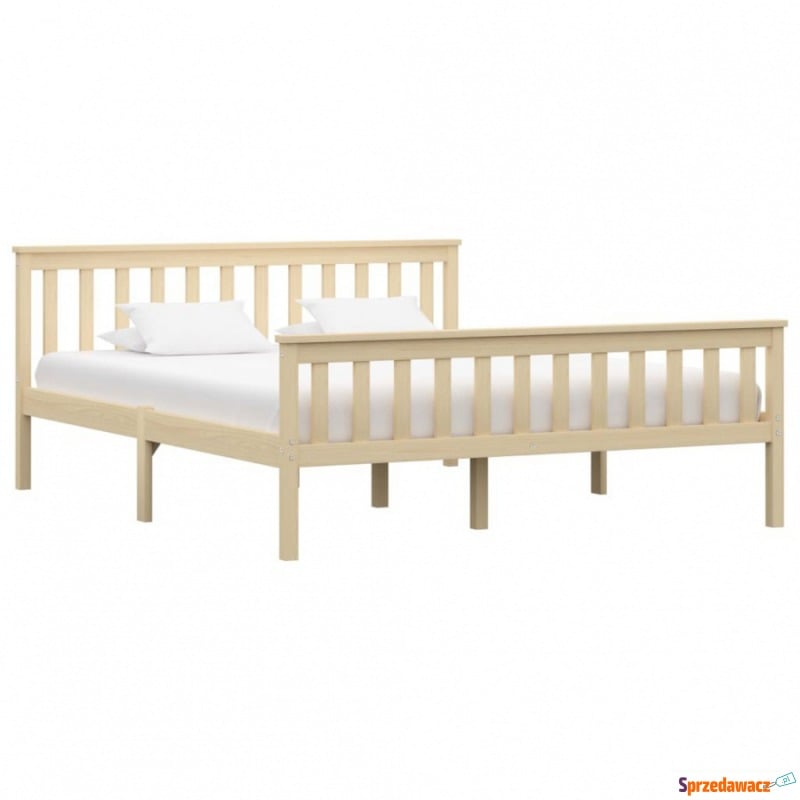 Rama łóżka, naturalna, lite drewno sosnowe, 180... - Łóżka - Pińczów