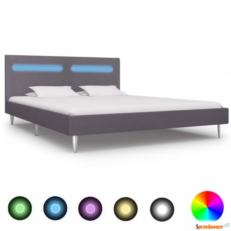 Rama łóżka z LED, szara, tkanina, 180 x 200 cm - Stelaże do łóżek - Gostyń