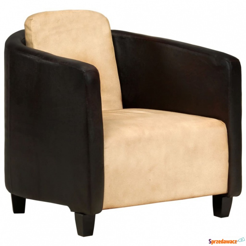 Fotel czarno-jasnobrązowy skóra naturalna - Krzesła biurowe - Piotrków Trybunalski
