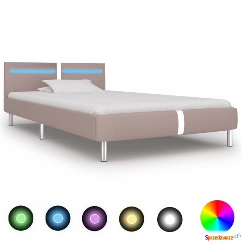 Rama łóżka LED, kolor cappuccino, sztuczna sk... - Stelaże do łóżek - Żory
