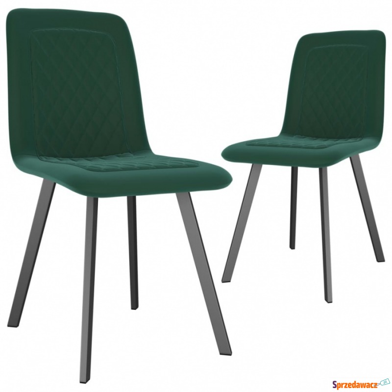 Krzesła do kuchni 2 szt. zielone aksamit - Krzesła kuchenne - Nowy Targ