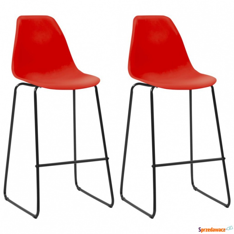 Krzesła barowe 2 szt. czerwone plastik - Taborety, stołki, hokery - Krupniki