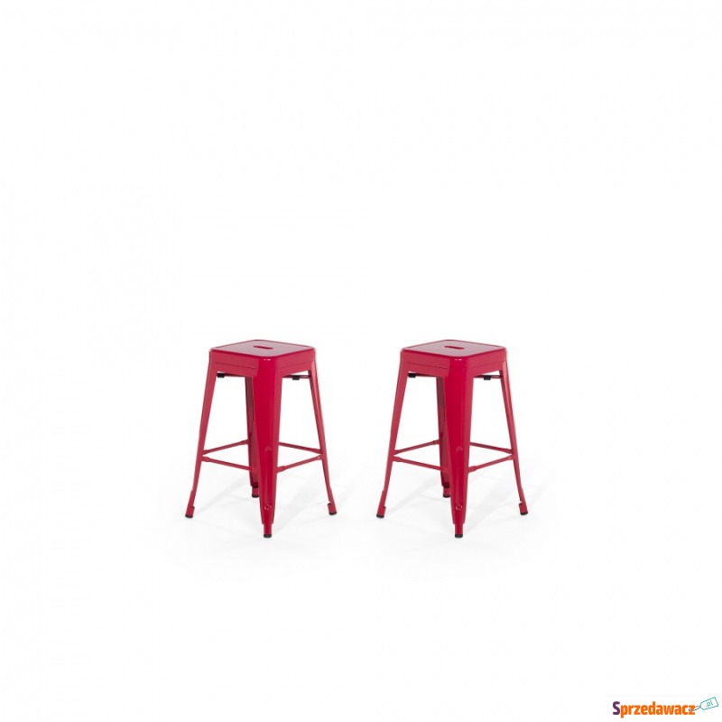 Zestaw 2 krzeseł barowych czerwone wysokość 60... - Taborety, stołki, hokery - Skierniewice