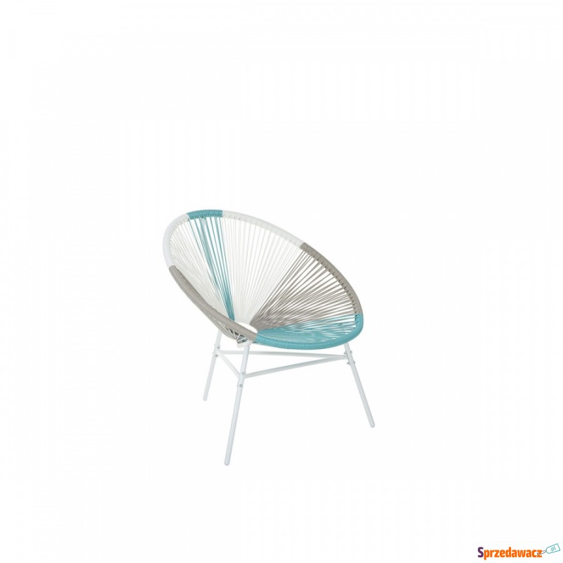Krzesło rattanowe biało-beżowo-turkusowe ACAPULCO - Fotele, sofy ogrodowe - Otwock